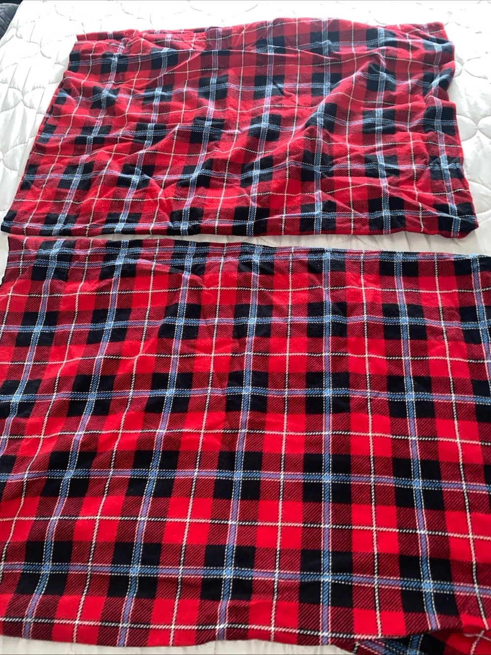 Tartan Red Plaid Standard Queen Pillowcases Flannel Set Of 2